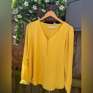 LOFT Women's Sunny Yellow Buttoned Blouse